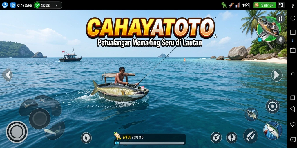 Screenshot gameplay CAHAYATOTO menampilkan aksi memancing yang mendalam dan realistis.