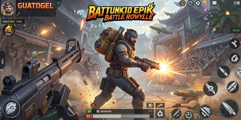 Tampilan menarik dari gameplay seru GUATOGEL di Battle Royale.