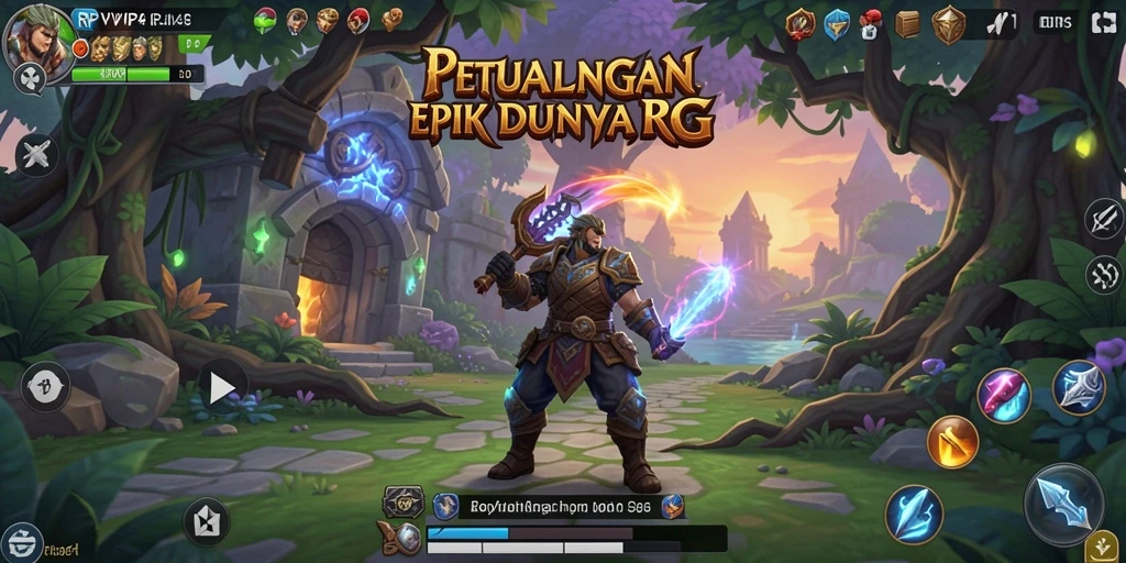 Screenshot gameplay RPVIP4 menampilkan aksi seru dalam pertempuran RPG.