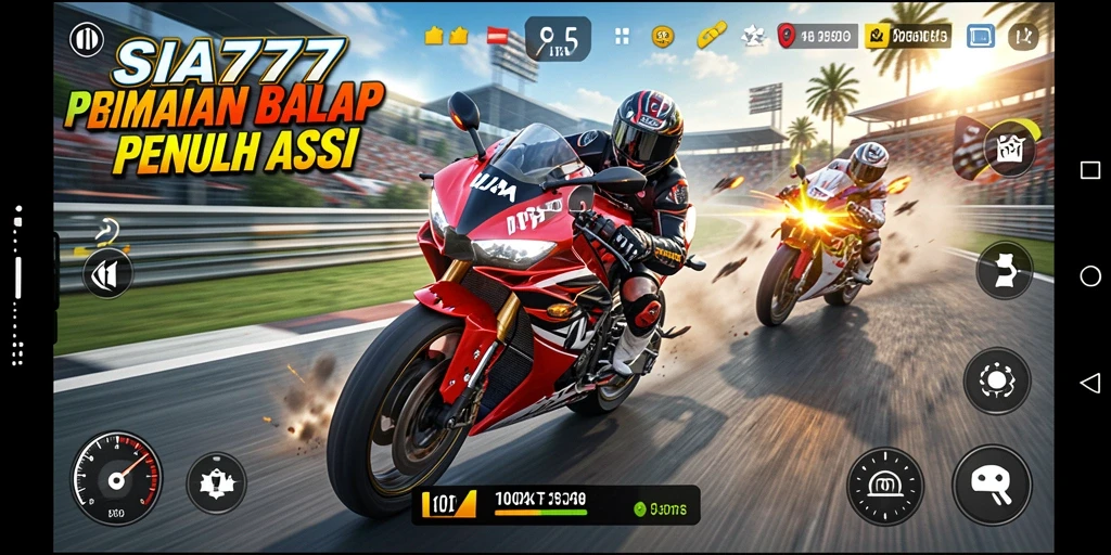 Tampilan gameplay balap motor yang menegangkan di SIA777.
